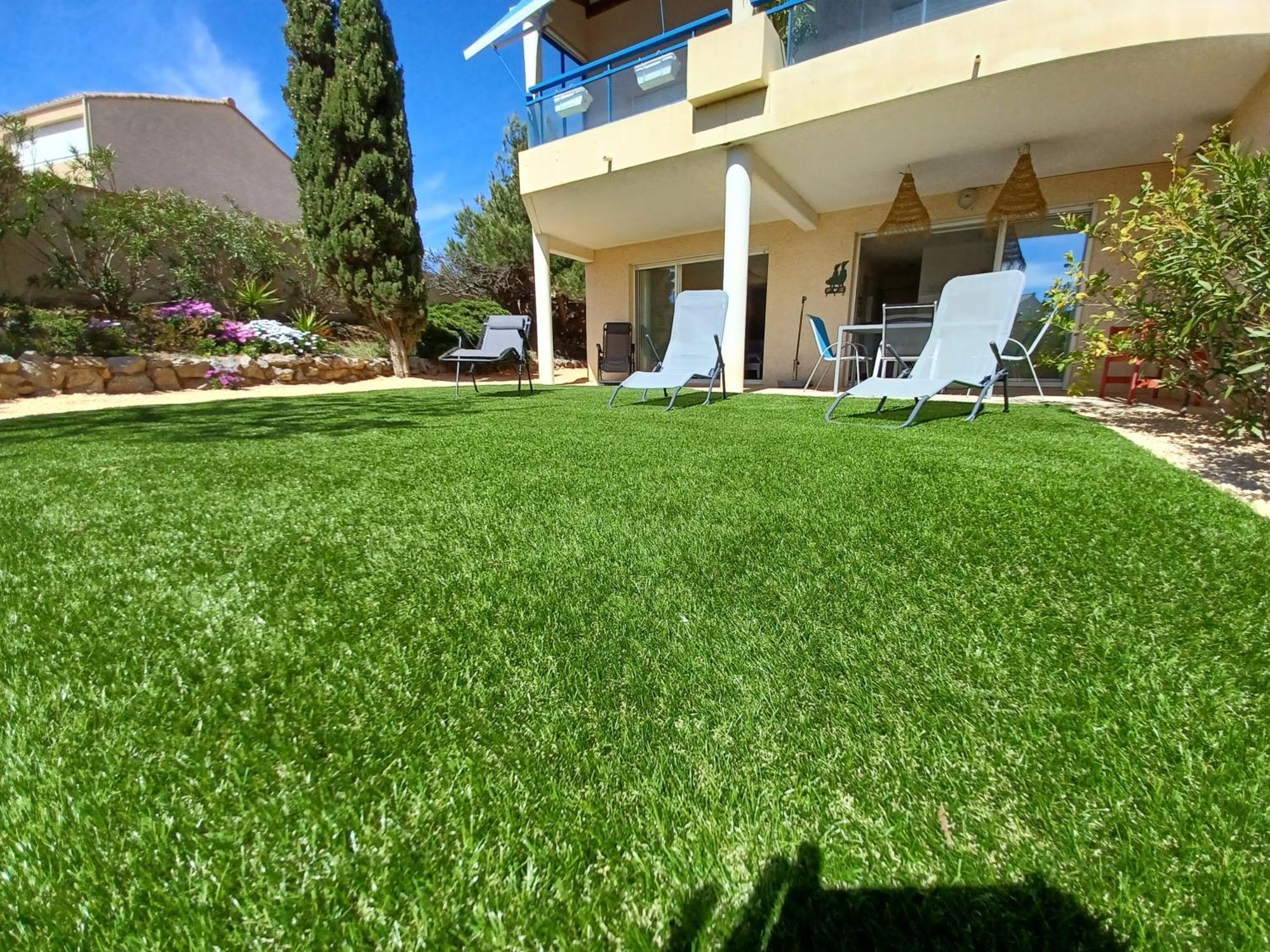 Plain-Pied Jardin 6 Personnes Clim Vue Mer Parking Wifi Terrasse Piscine Dans La Residence Saint-Pierre-la-Mer  エクステリア 写真