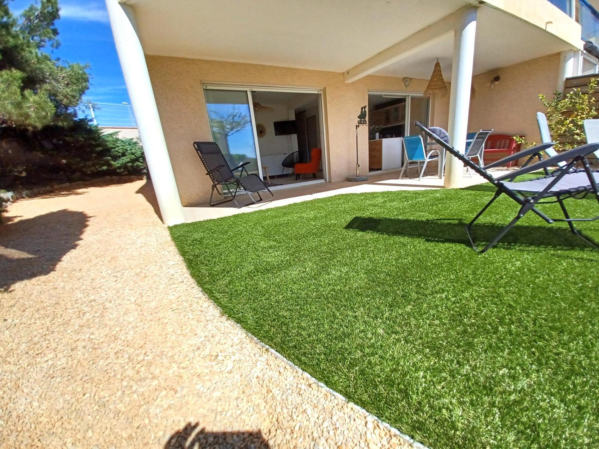 Plain-Pied Jardin 6 Personnes Clim Vue Mer Parking Wifi Terrasse Piscine Dans La Residence Saint-Pierre-la-Mer  エクステリア 写真