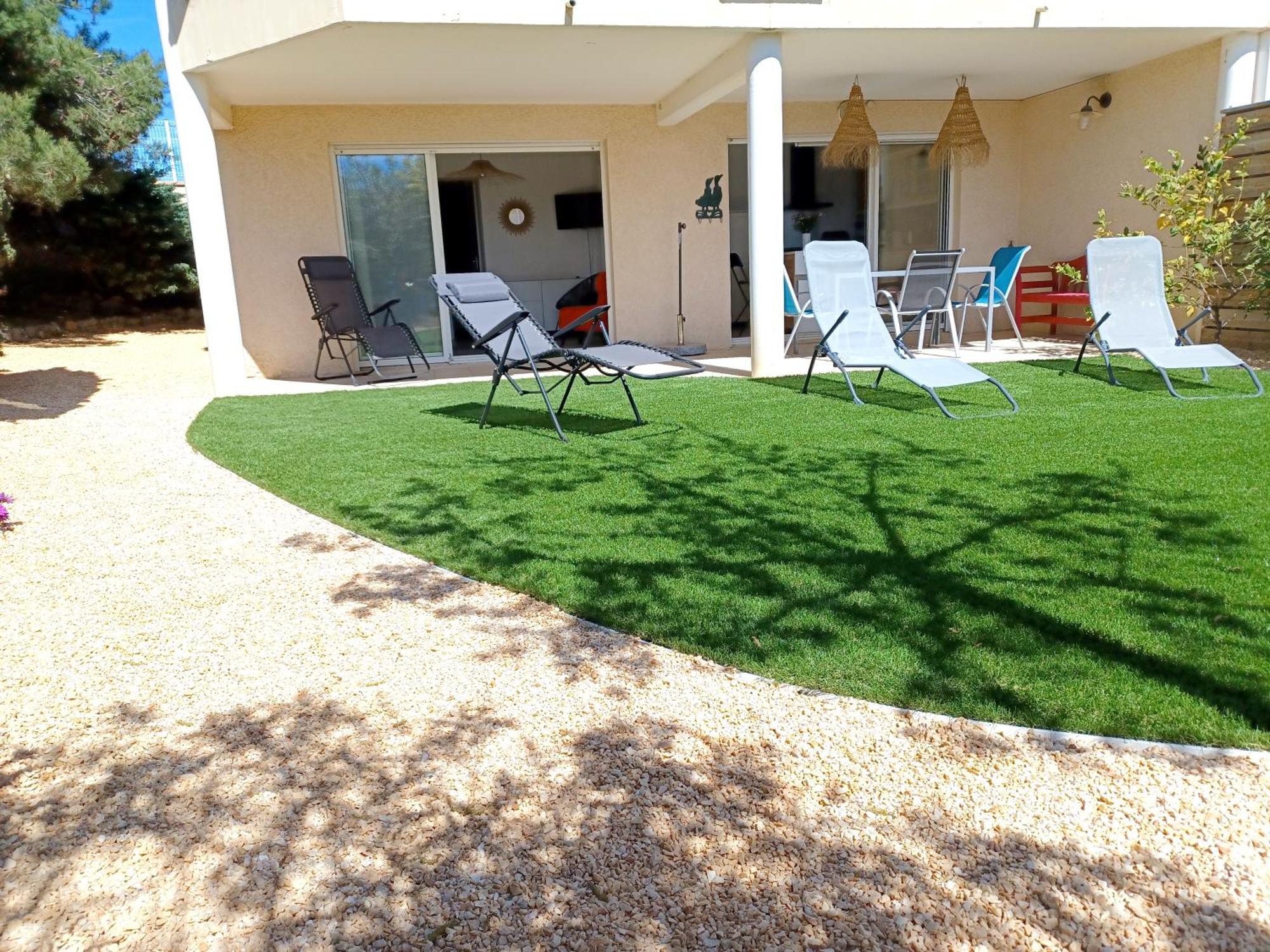 Plain-Pied Jardin 6 Personnes Clim Vue Mer Parking Wifi Terrasse Piscine Dans La Residence Saint-Pierre-la-Mer  エクステリア 写真